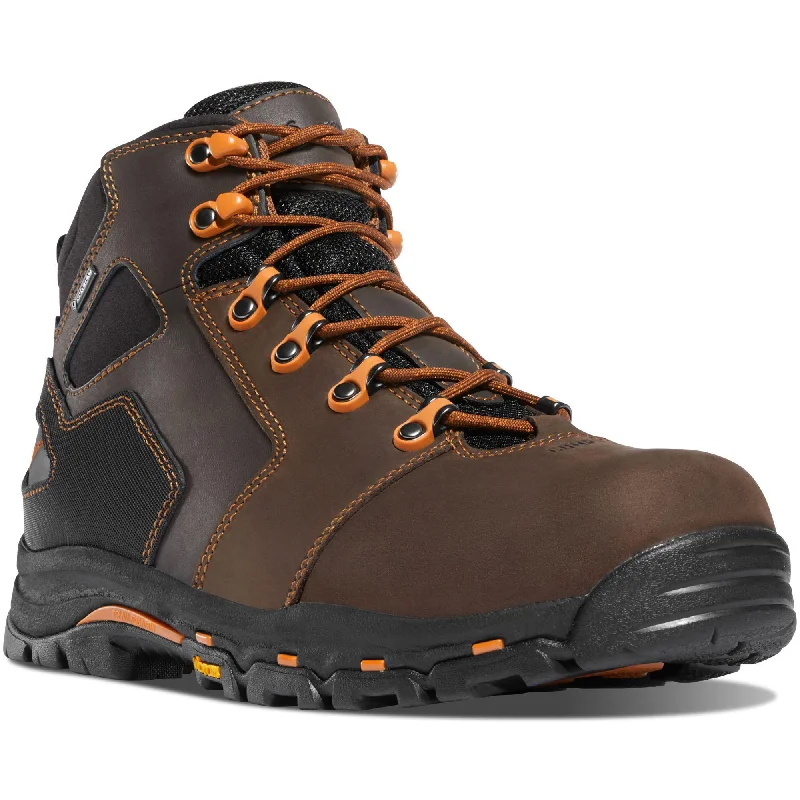 Men's work & safety boots with a gusseted tongue to keep out debrisDanner Men's Vicious 4.5" Comp Toe WP Work Boot - Brown - 13860