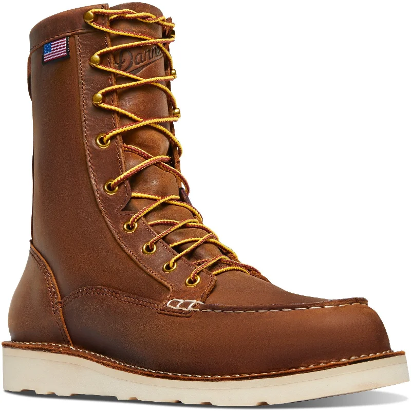 Men's work & safety boots with a toe cap made of aluminum alloyDanner Men's Bull Run 8" Moc Toe USA Made Wedge Work Boot - Tobacco - 15541