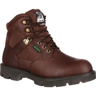 Men's water - repellent leather work & safety boots for outdoor workGeorgia Boot Work Mens 6" Homeland Waterproof Leather Brown G106