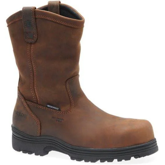 Men's work & safety boots with a quick - lace system for easy on and offCarolina Men's Laser Comp Toe WP Wellington Work Boot - Brown - CA2533