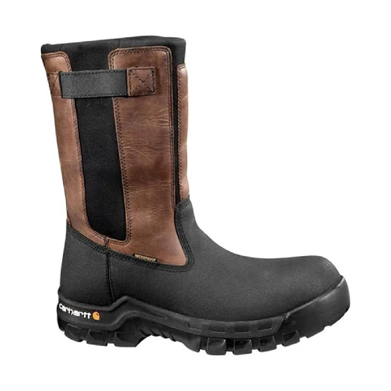 Men's work & safety boots with a toe cap made of aluminum alloy10" Rugged Flex Composite-Toe Waterproof Wellington Work Boot Brown/Black