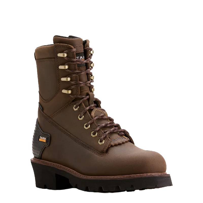 Men's work & safety boots with a durable rubber outsole for traction on rough terrainAriat Men's Powerline 8" Oily Distressed Brown Waterproof Work Boots 10018563