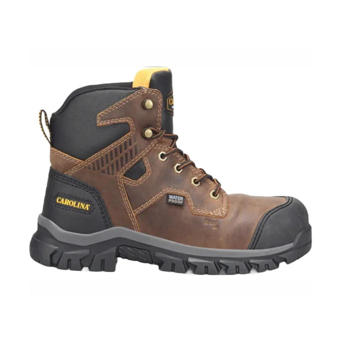 Men's shock - absorbing work & safety boots for long - hours standingCarolina Men's Falcon 6" Brown Waterproof Steel Toe Work Boots CA3590