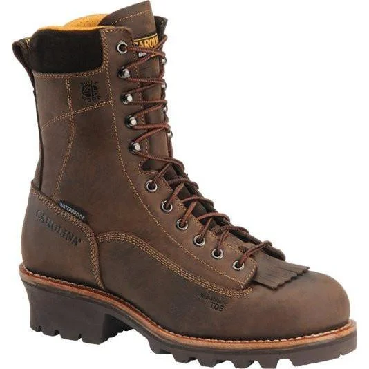 Men's metatarsal guard work & safety boots for heavy - duty tasksCarolina Men's Birch 8" Comp Toe WP Logger Work Boot - Brown - CA7522