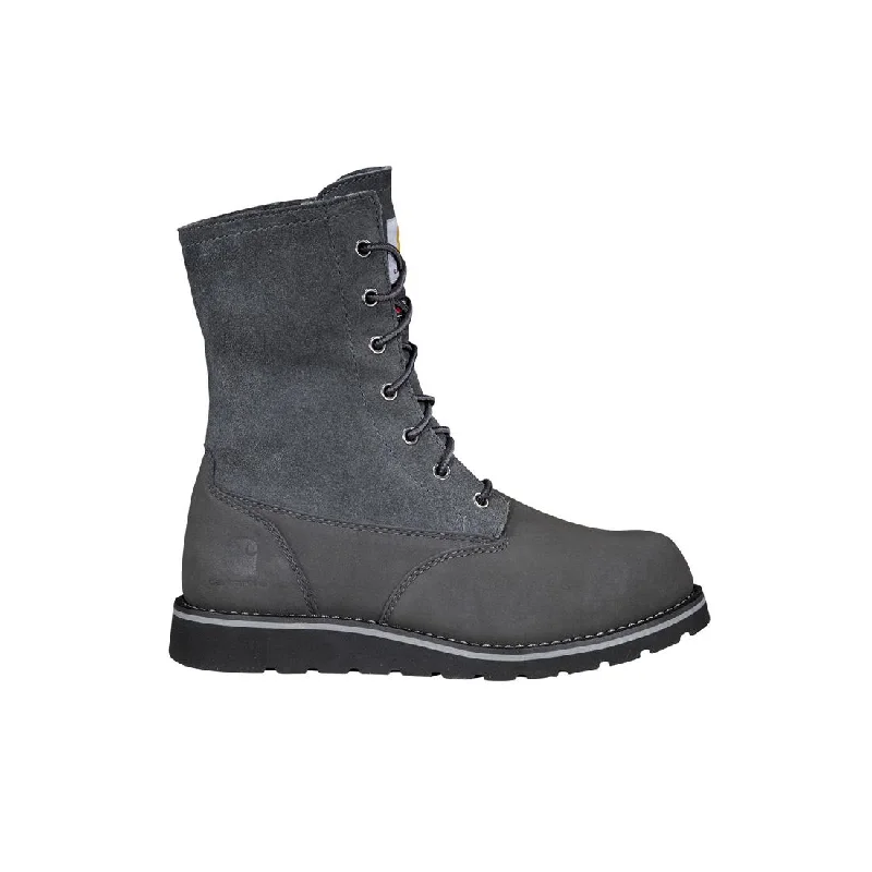 Men's work & safety boots with a breathable waterproof membrane like Gore - Tex8" Women's Waterproof Sherpa Lined Fold Down Winter Wedge Soft Toe Boot Dark Grey