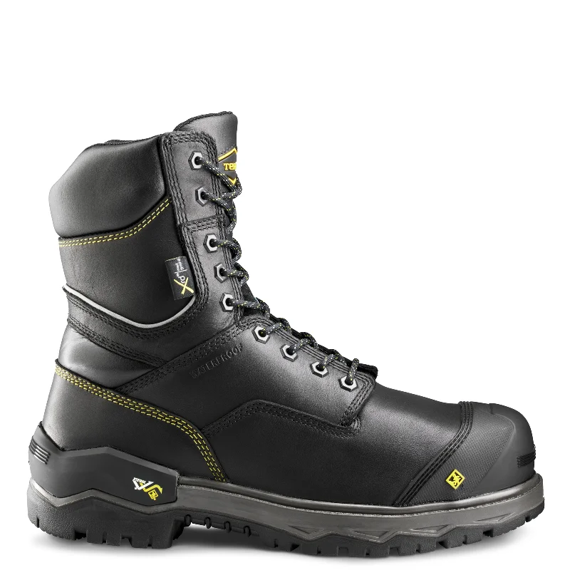 Men's work & safety boots with a quick - lace system for easy on and offMen's Terra Black Gantry 8" Waterproof Work Boot with Internal Met Guard 839CBK