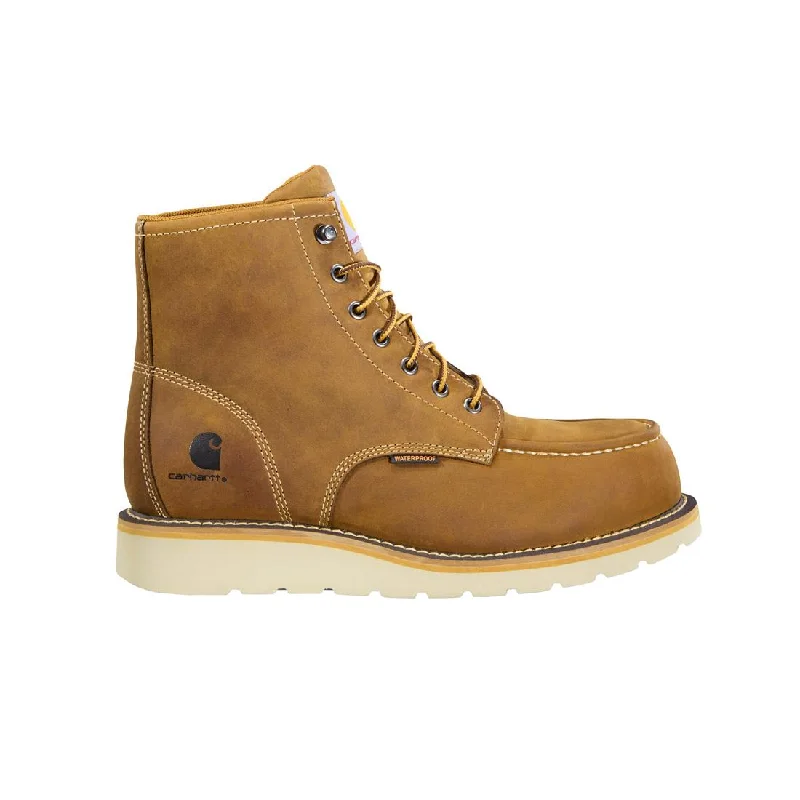 Men's work & safety boots with a padded collar for ankle comfort6" Moc Toe Wedge Nano Toe Boot Dark Bison Oil Tanned