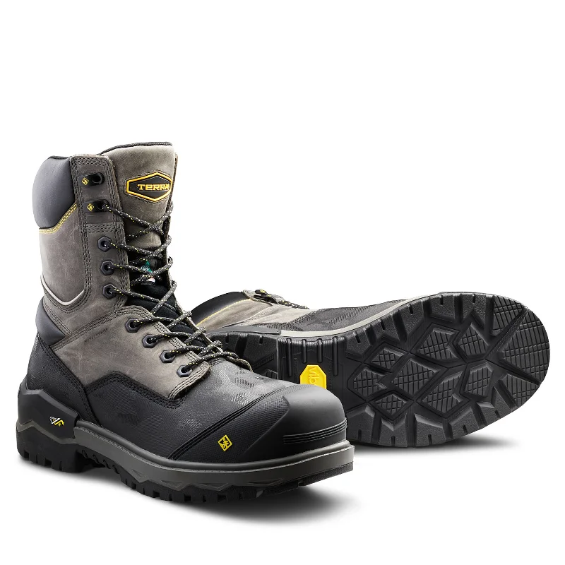 Men's heat - resistant work & safety boots for foundry jobsMen's Terra Grey Gantry 8" Waterproof Composite Toe Safety Work Boot 4NRQGY