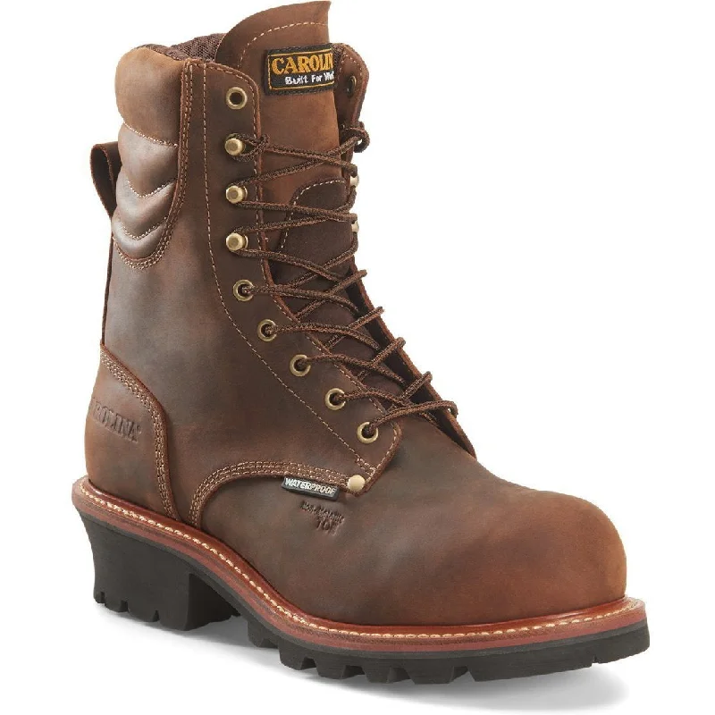 Men's work & safety boots with a quick - lace system for easy on and offCarolina Men's Hemlock Composite Toe Logger Work Boot - Brown - CA9854