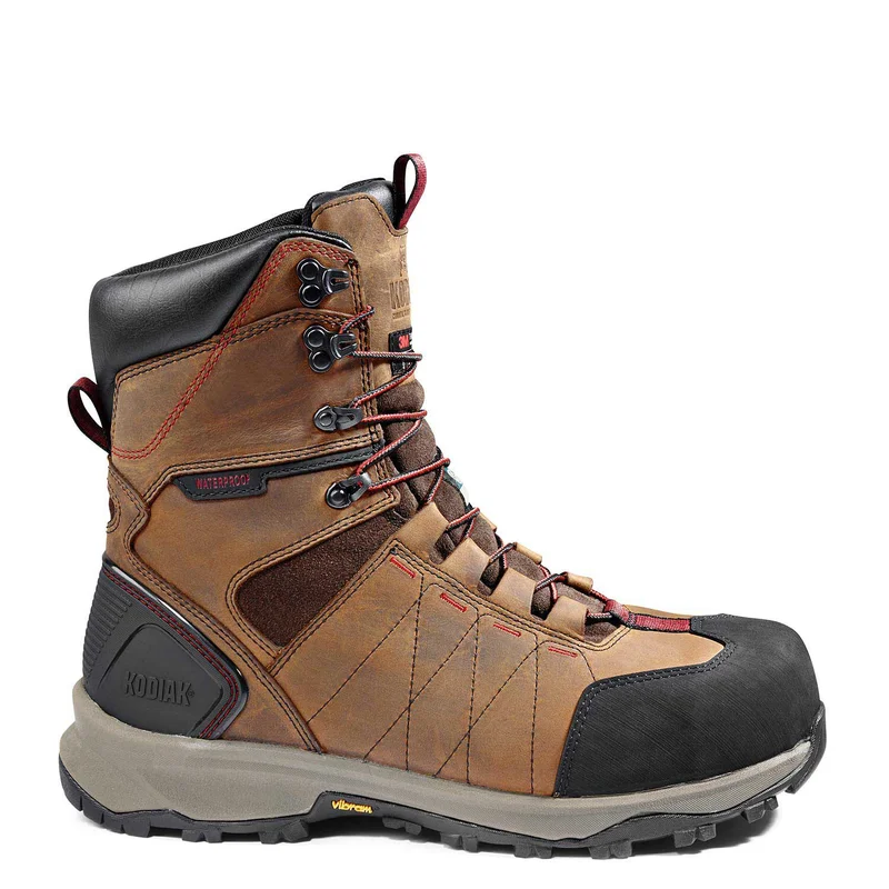 Men's chemical - resistant work & safety boots for laboratory useMen's Kodiak Ice Brown Conqueror 8" Waterproof Work Boot 4TGDBN