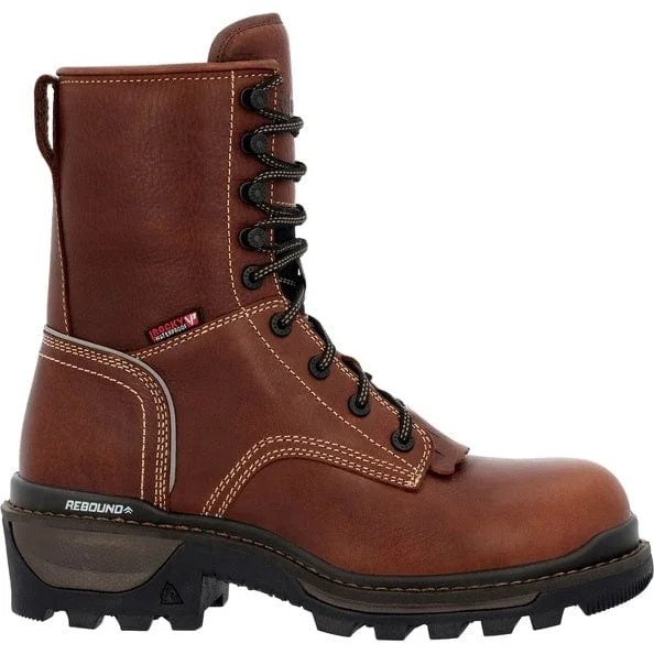 Men's shock - absorbing work & safety boots for long - hours standingRocky Men's Brown Rams Horn Waterproof Logger Work Boot RKK0395