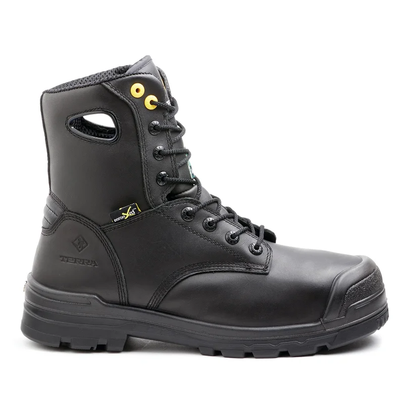 Men's work & safety boots with a toe cap made of aluminum alloyMen's Terra Black Paladin 8" Work Boot with Internal Met Guard R2988B