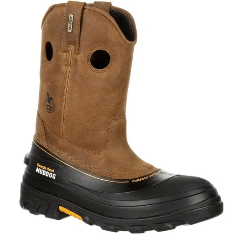 Men's chemical - resistant work & safety boots for laboratory useGeorgia Boot Men's Muddog Wellington Barracuda Gold Composite Toe Work Boot GB00243