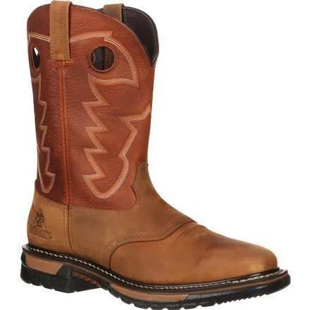 Men's water - repellent leather work & safety boots for outdoor workRocky Men's Original Ride Waterproof Western Boot - Brown - RKYW039