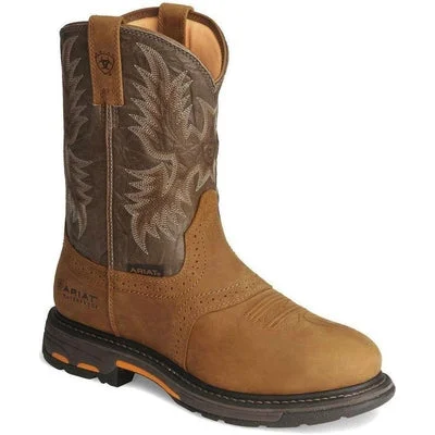 Men's work & safety boots with a durable rubber outsole for traction on rough terrainMEN'S ARIAT WORKHOG WATERPROOF PULL ON WESTERN WORK BOOTS 10008633