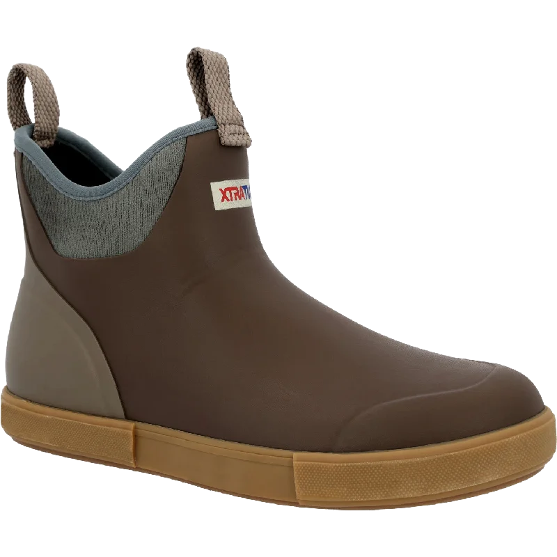 Men's work & safety boots with a cushioned midsole for comfortXTRATUF® Men's Vintage 6" Ankle Brown Deck Boot XMABV900