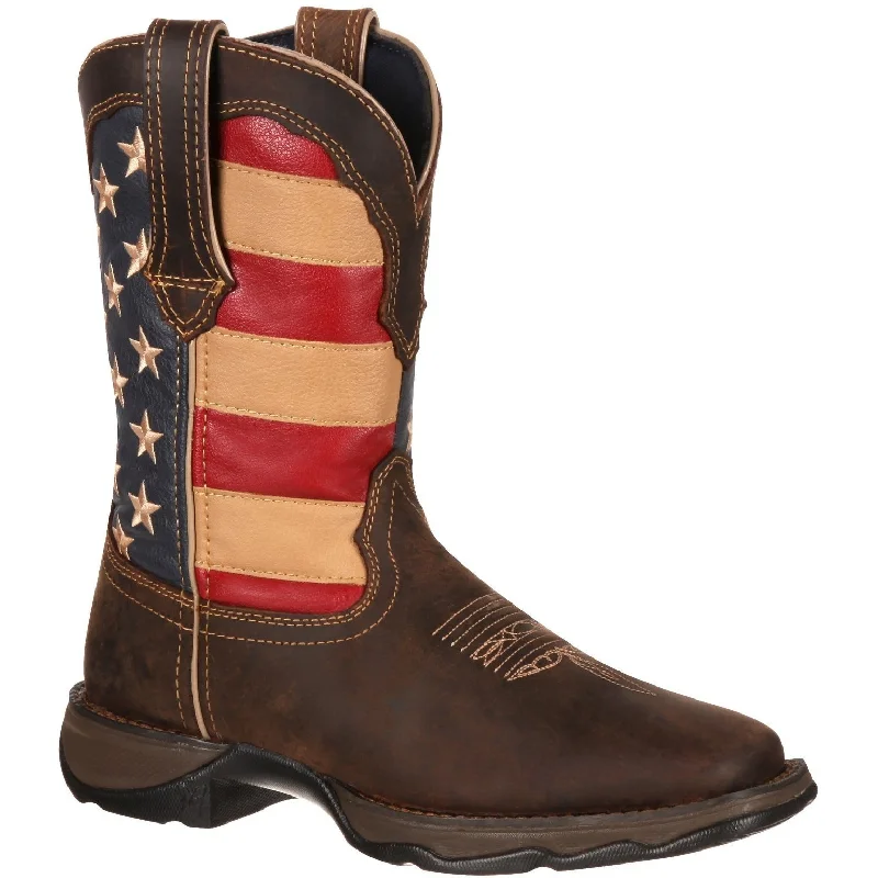 Men's high - ankle support work & safety boots for construction sitesDurango Women's Lady Rebel Patriotic 10" Square Toe Western Flag Boot RD4414