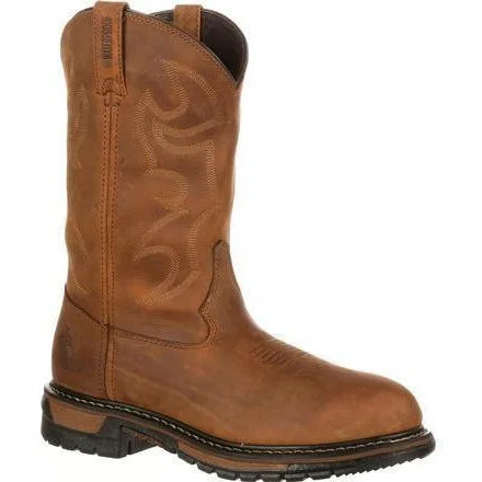 Men's shock - absorbing work & safety boots for long - hours standingRocky Men's Original Ride Branson Roper Western Work Boot - Brown FQ0002733