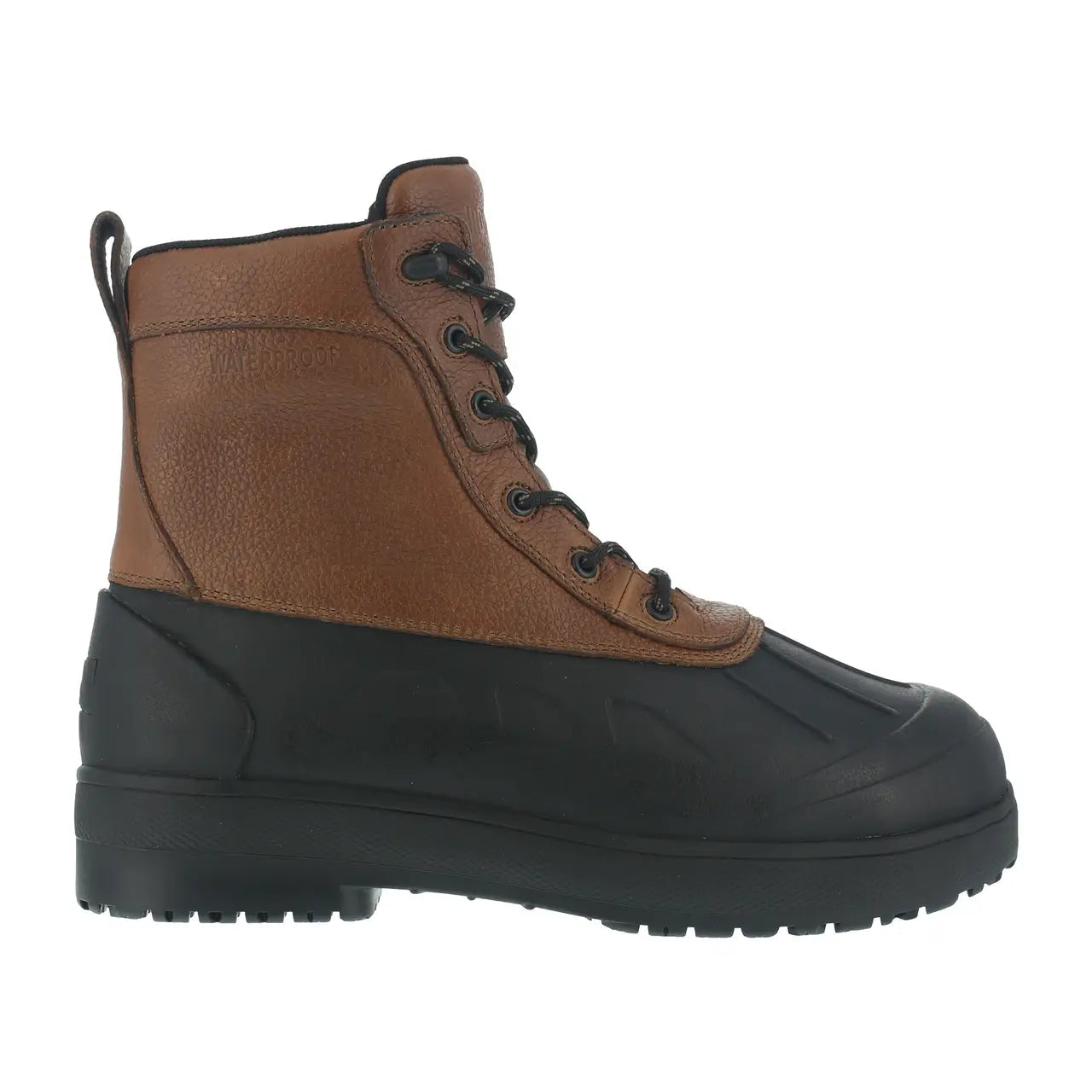 Men's work & safety boots with a quick - lace system for easy on and offCompound Composite-Toe Rubber Vamp Work Boot Black Brown