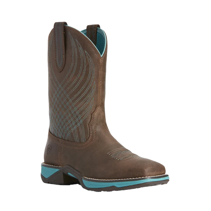 Men's work & safety boots with a quick - lace system for easy on and offAriat Ladies Anthem Java Brown & Turquoise Western Boots 10027247