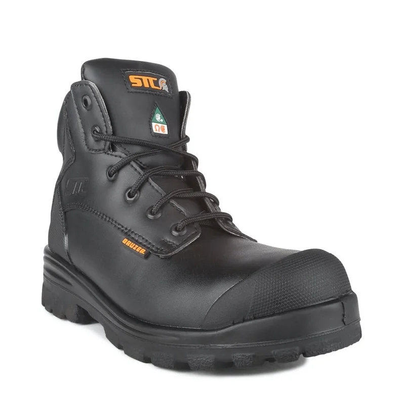 Men's work & safety boots with a quick - lace system for easy on and offSTC Trump Unisex Black 6" Vegan Steel Toe Work Boot 21982