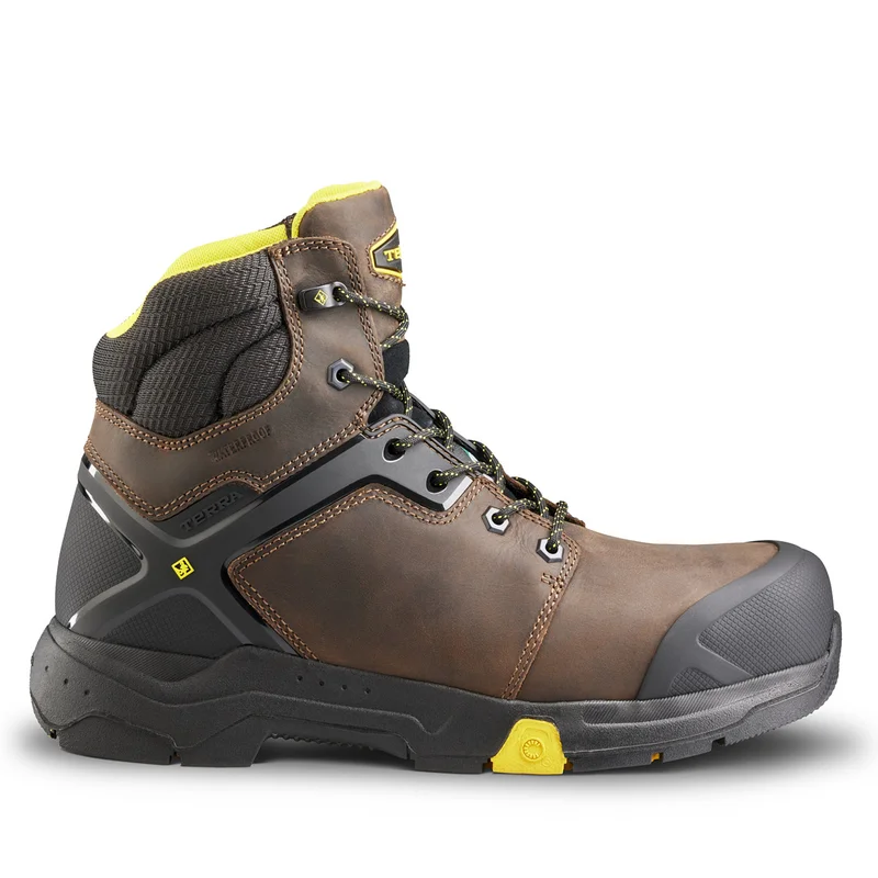 Men's work & safety boots with a padded collar for ankle comfortMen's Terra Brown Carbine 6" Waterproof Work Boot 8395BN