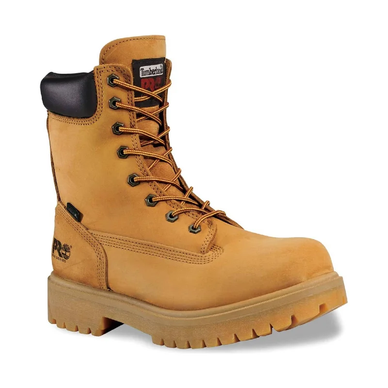 Men's work & safety boots with a durable rubber outsole for traction on rough terrainTimberland Pro Men's 8 Inch Direct Attached Soft Toe Work Boots - Wheat Nubuck