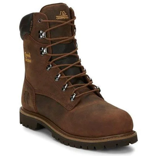 Men's work & safety boots with a quick - lace system for easy on and offChippewa Men's Birkhead 8" Steel Toe WP 400G Ins Lace-Up Work Boot - 55069