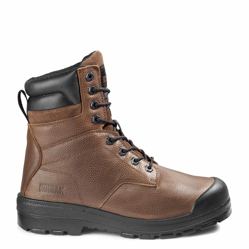 Men's puncture - resistant work & safety boots with Kevlar soleMen's Kodiak Brown Greb 8" Work Boot 4TH3BN