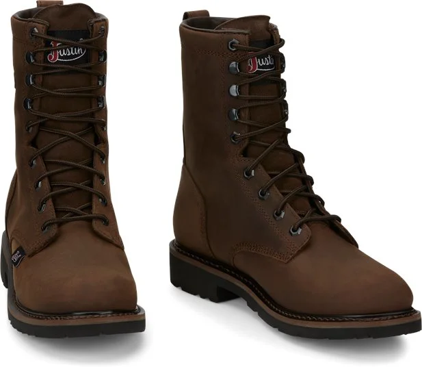 Men's work & safety boots with a high - traction lug pattern for uneven groundJustin Drywall 8" Waterproof Lace-Up Work Boot