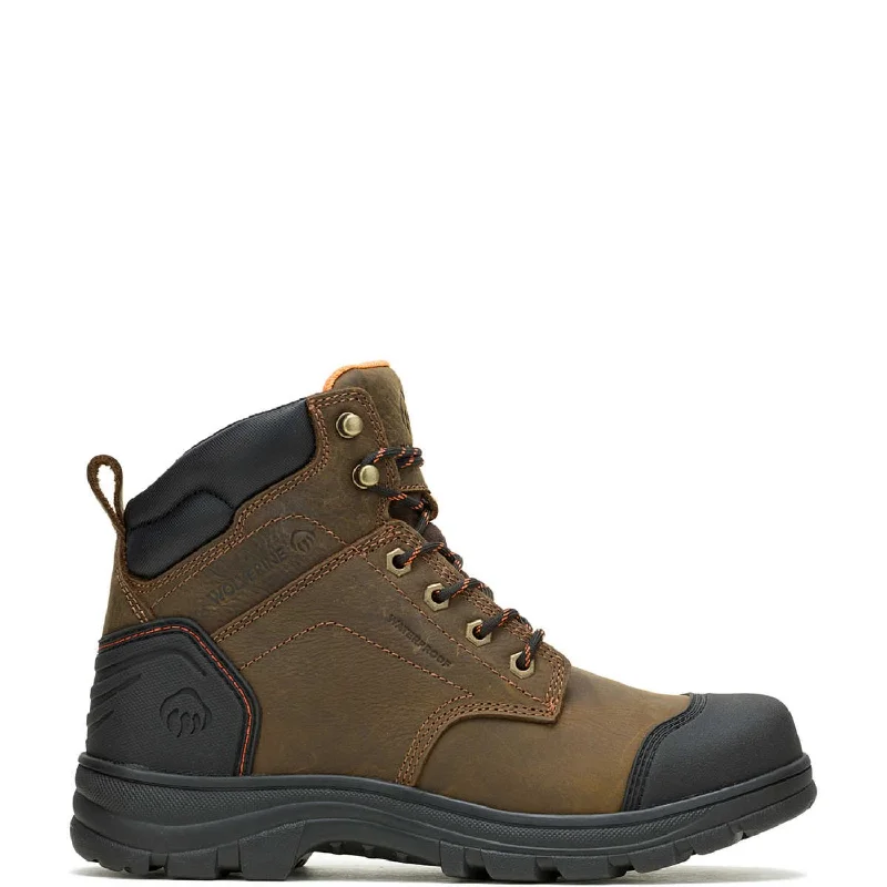 Men's work & safety boots with a durable rubber outsole for traction on rough terrainWolverine Men's Carlsbad 6" Waterproof Cap Toe Work Boot