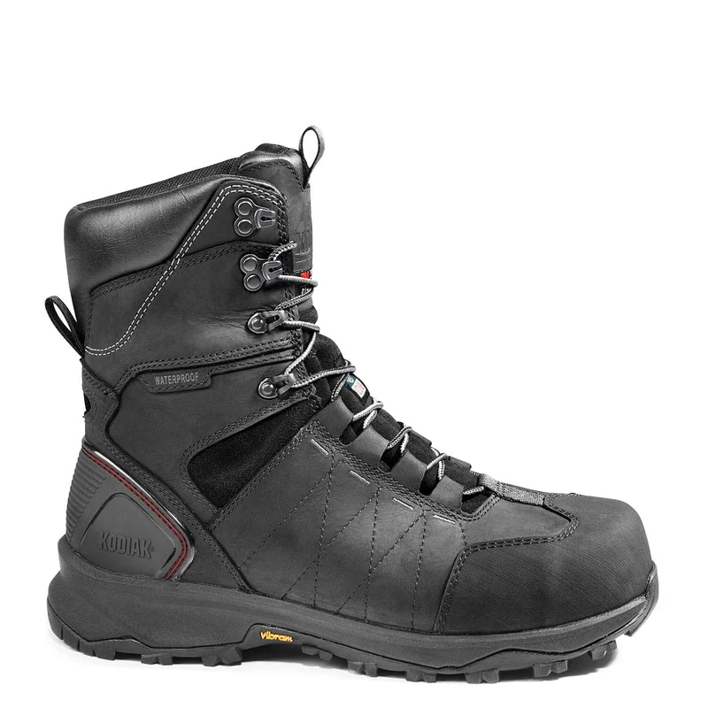 Men's work & safety boots with a chemical - resistant rubber soleMen's Kodiak Black Ice Conqueror 8" Waterproof Work Boot 4TGDBK