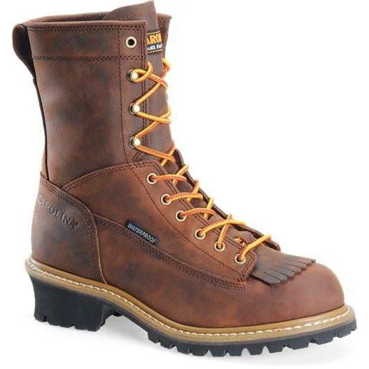 Men's work & safety boots with a removable insole for easy cleaningCarolina Men's Spruce 8" WP Lace-to-Toe Logger Work Boot, Brown CA8824