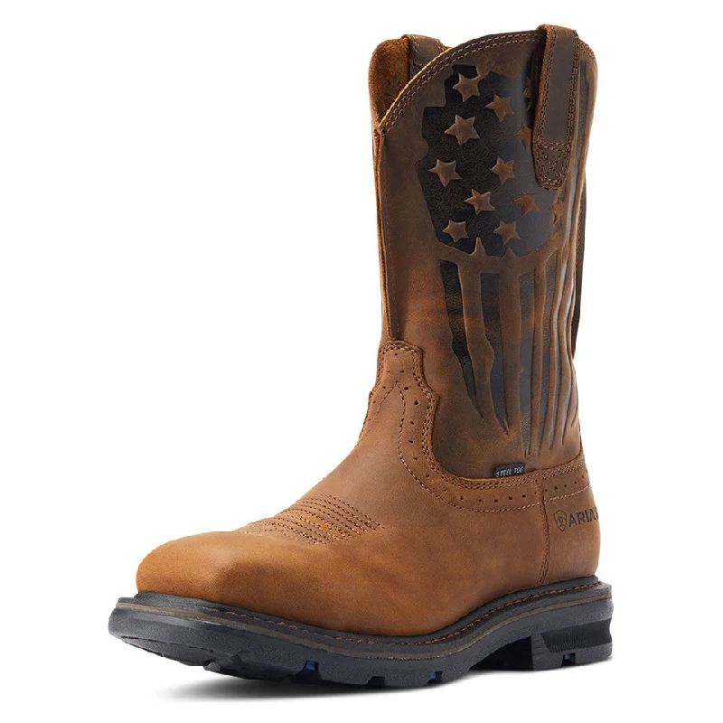 Men's slip - resistant work & safety boots for oily surfacesMen's Ariat Sierra Shock Shield Patriot Steel Toe