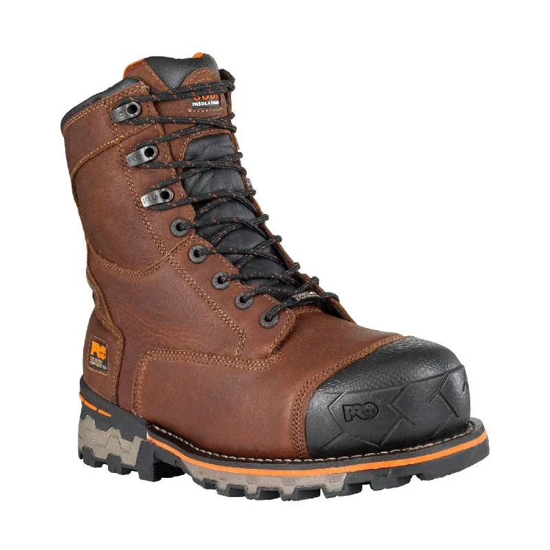 Men's work & safety boots with a durable rubber outsole for traction on rough terrainTimberland Pro Men's 8 Inch Boondock Insulated Composite Toe Water Proof Work Boots - Brown