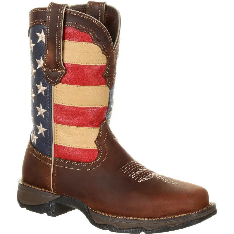 Men's non - metallic work & safety boots for airport security jobsDurango Women's Lady Rebel 10" Steel Toe Patriotic Flag Work Boot