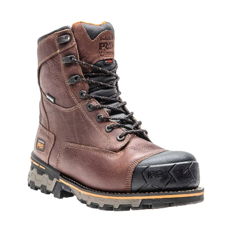 Men's work & safety boots with a toe cap made of aluminum alloyTimberland Pro Men's 8 Inch Boondock Waterproof Insulated Soft Toe Work Boots - Brown