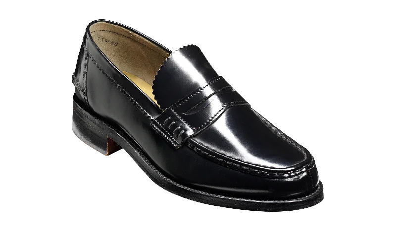 Men's loafers with a leather lacing systemCaruso - Black Hi-Shine