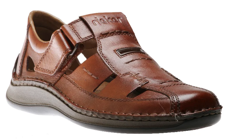 Men's leather sandals with an adjustable strap05284-24 Amaretto Fisherman