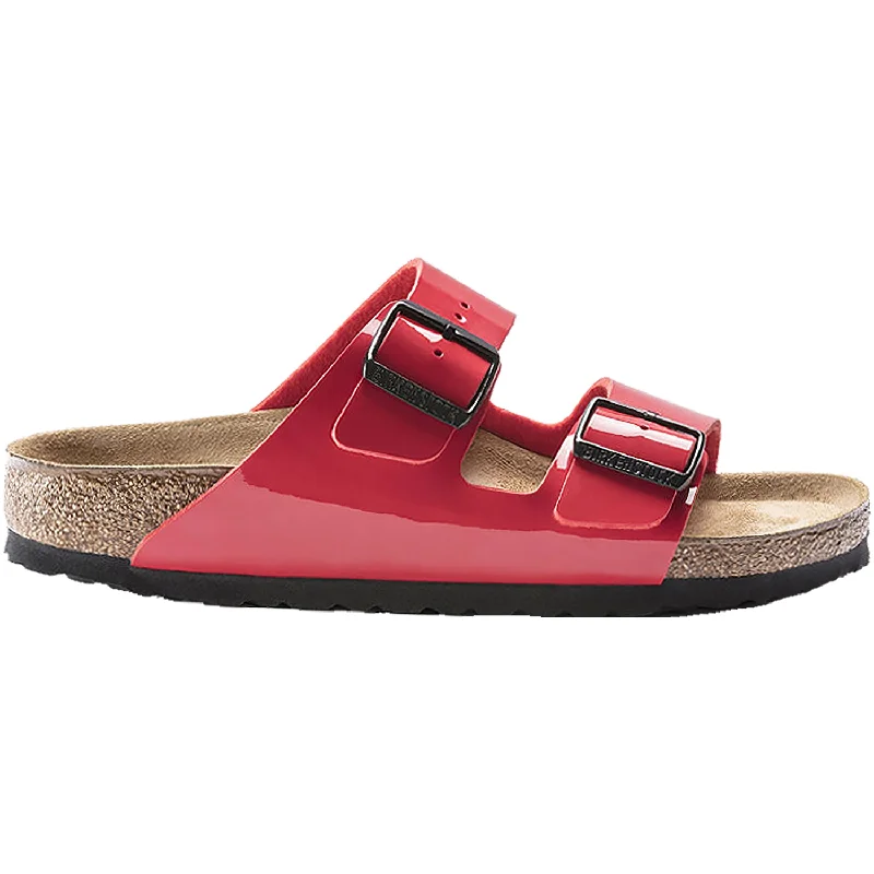 Men's sandals with a perforated leather upper for ventilationMen's sandals with a perforated leather upper for ventilationWomen's Birkenstock Arizona Cherry Patent Birko-Flor