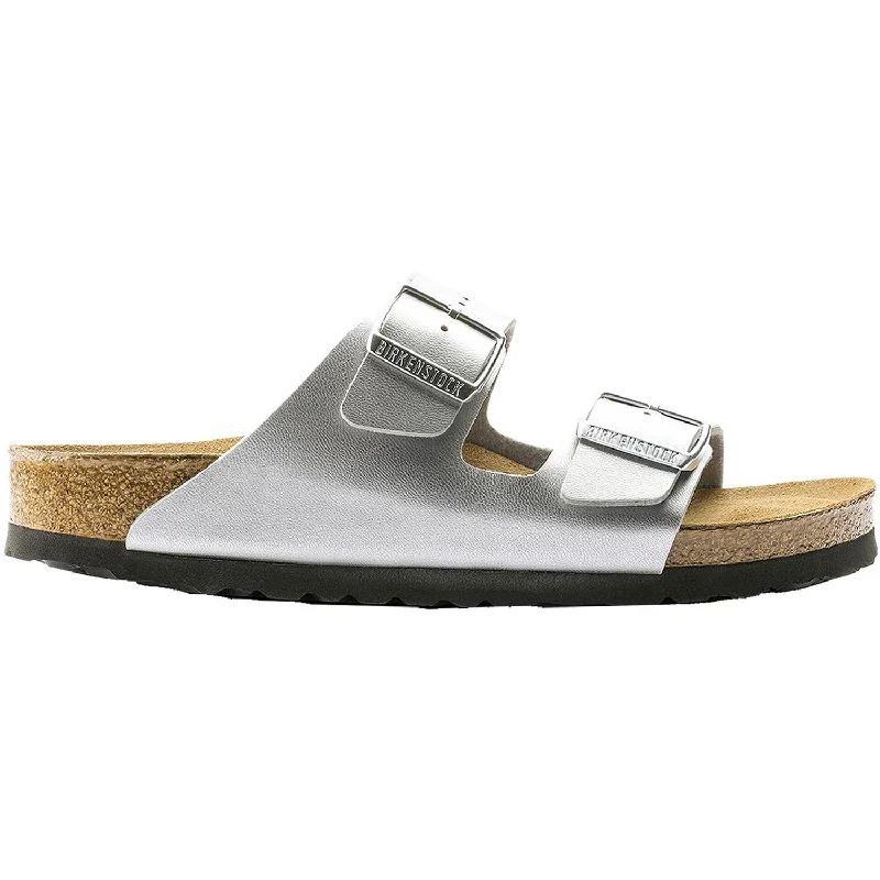 Men's sandals with a cushioned footbedMen's sandals with a cushioned footbedWomen's Birkenstock Arizona Soft Footbed Silver Birko-Flor