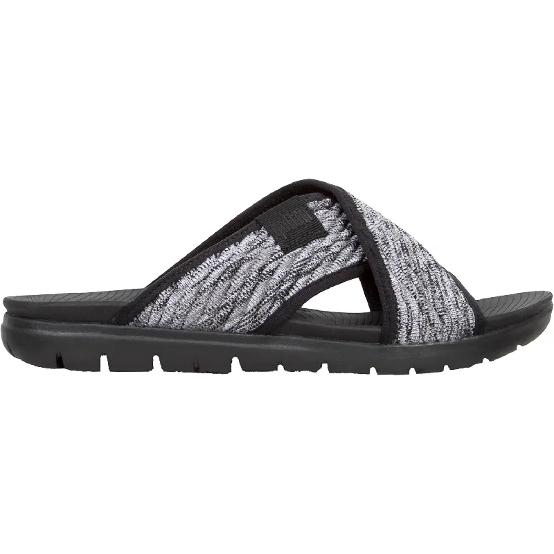 Men's sandals with a decorative buckle or charmMen's sandals with a decorative buckle or charmWomen's Fit Flop Artknit Cross Slide Black Mix Fabric