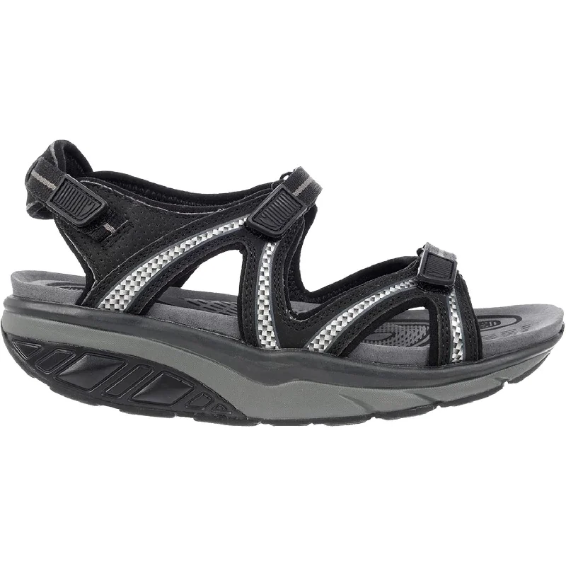 Men's sandals with a perforated leather upper for ventilationMen's sandals with a perforated leather upper for ventilationWomen's MBT Lila Sport Sandal Black/Charcoal Synthetic