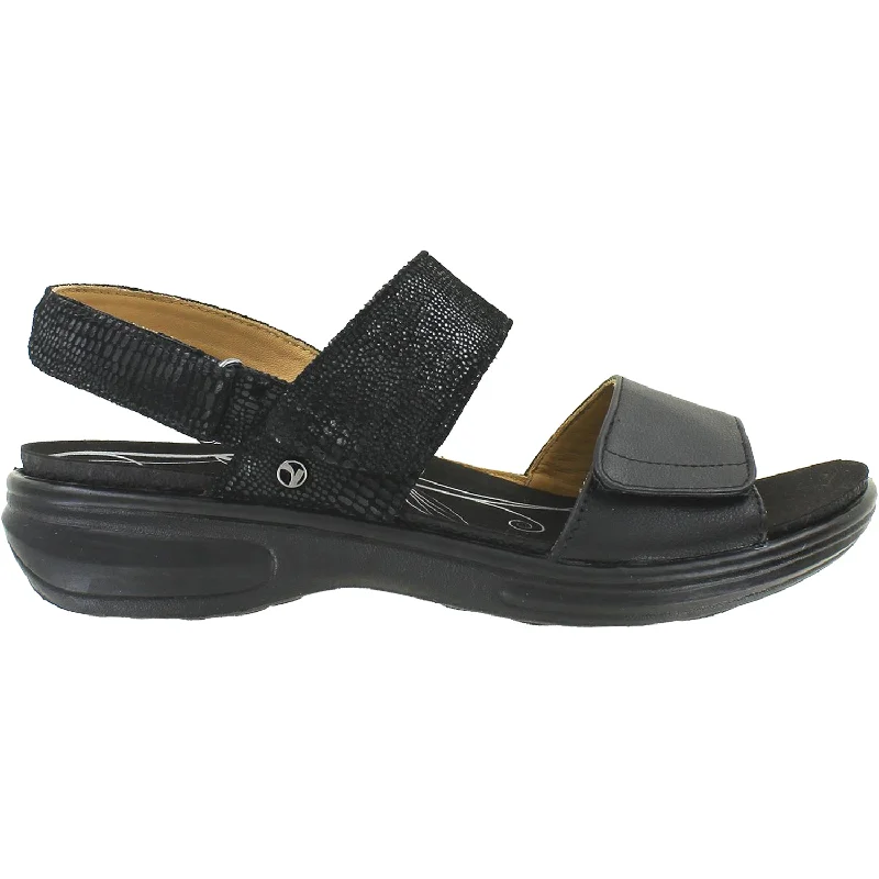 Men's sandals in a neutral color like black or brownMen's sandals in a neutral color like black or brownWomen's Revere Como Black Lizard Leather