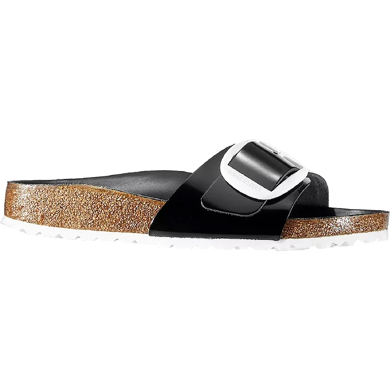 Men's sandals with a pointed toe for a stylish lookMen's sandals with a pointed toe for a stylish lookWomen's Birkenstock Madrid Big Buckle High Shine Black w/White Buckle Leather