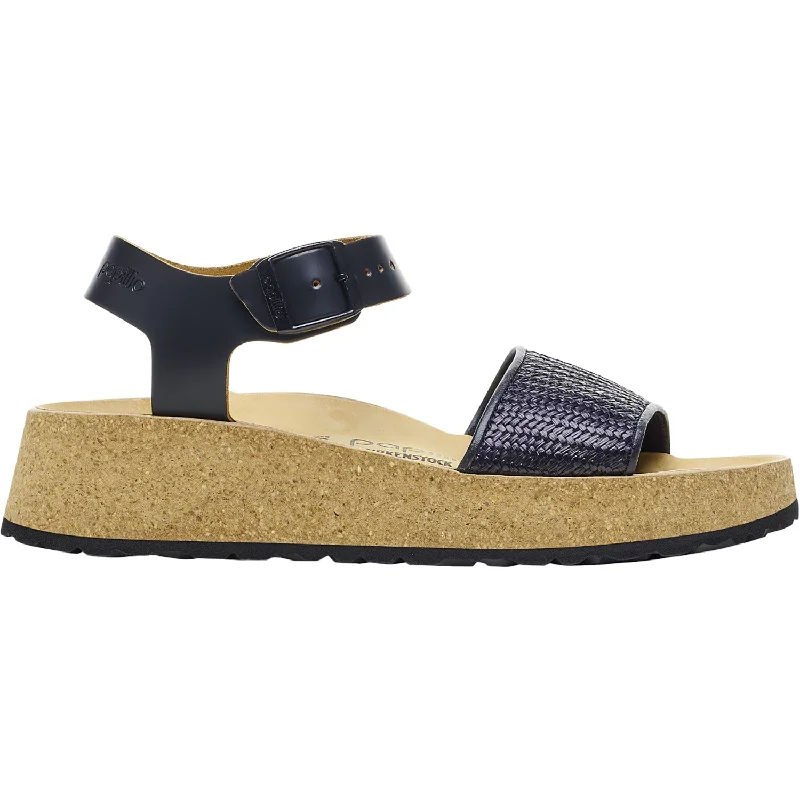 Men's sandals with a contrast stitching detailMen's sandals with a contrast stitching detailWomen's Birkenstock Papillio Glenda Black/Raffia Leather