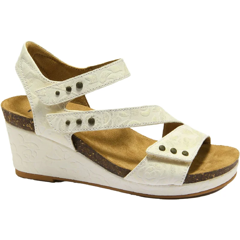 Men's sandals with a decorative buckle or charmMen's sandals with a decorative buckle or charmWomen's Halsa Giselle Ivory/Metallic Flower Leather