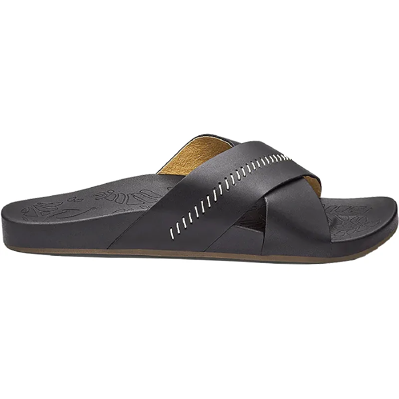 Men's sandals with a wide strap for supportMen's sandals with a wide strap for supportWomen's OluKai Kipe'a Olu Black Leather