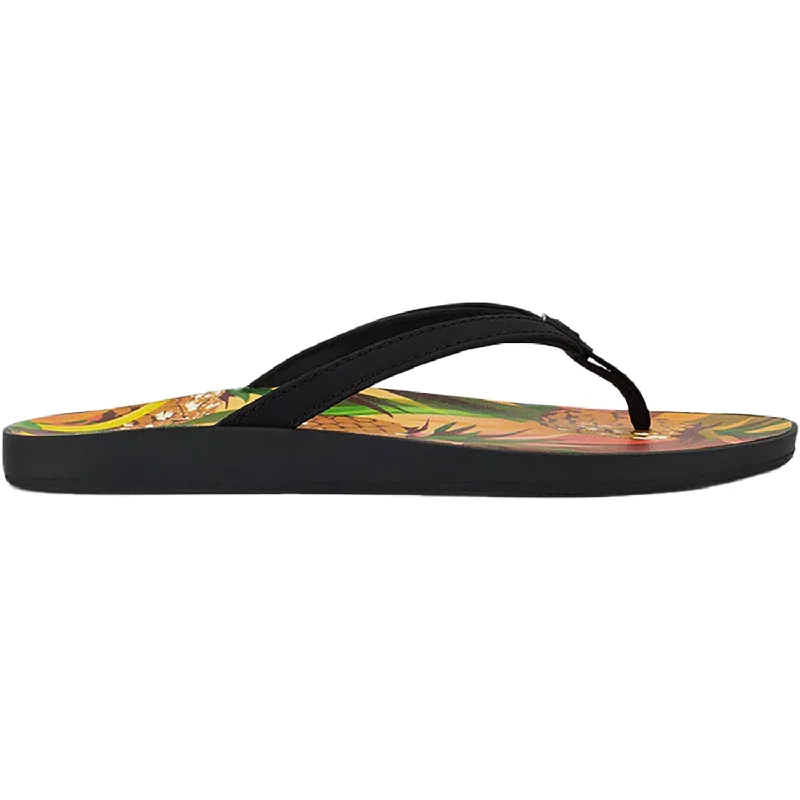 Men's sandals with a flexible sole for easy movementMen's sandals with a flexible sole for easy movementWomen's OluKai Puawe Black/Pineapple Synthetic