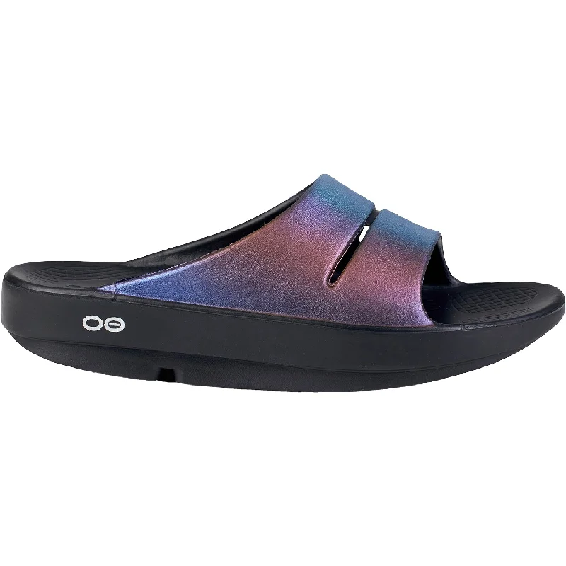 Flip - flop style men's sandals for beach wearFlip - flop style men's sandals for beach wearWomen's OOFOS OOahh Luxe Midnight Spectre Synthetic